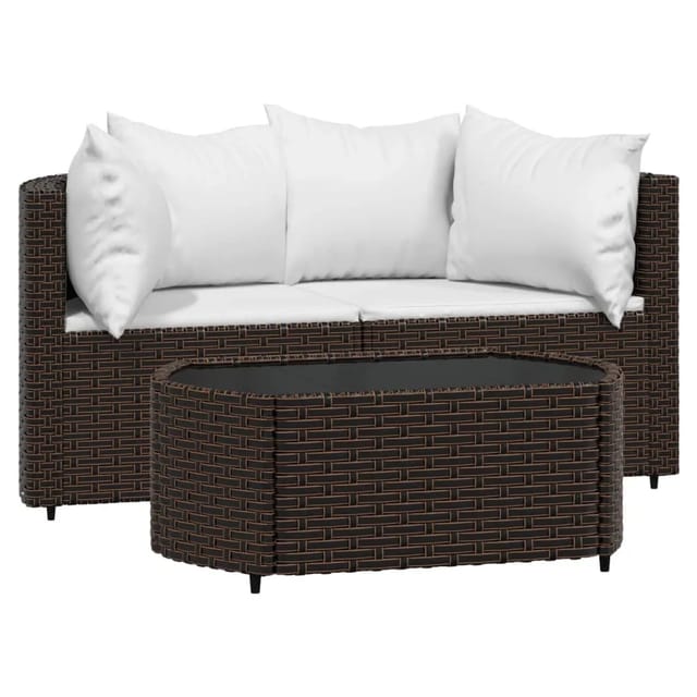 vidaXL 3-tlg Garten-Lounge-Set mit Kissen Braun Poly Rattan Modell 5