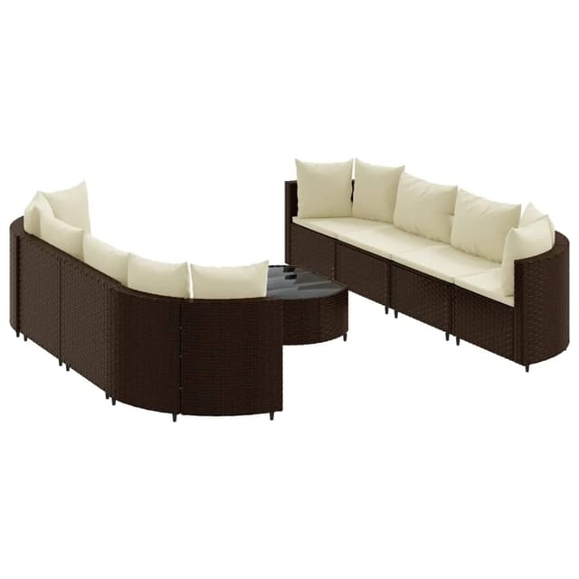 vidaXL 9-tlg Garten-Sofagarnitur mit Kissen Braun Poly Rattan Modell 5
