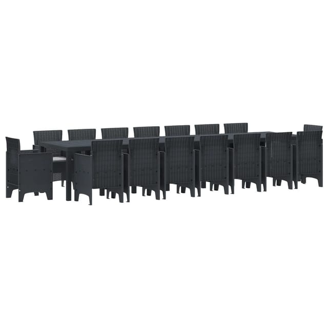 vidaXL 17-Teiliges Garten Essset mit Kissen Anthrazit Poly-Rattan 3378654