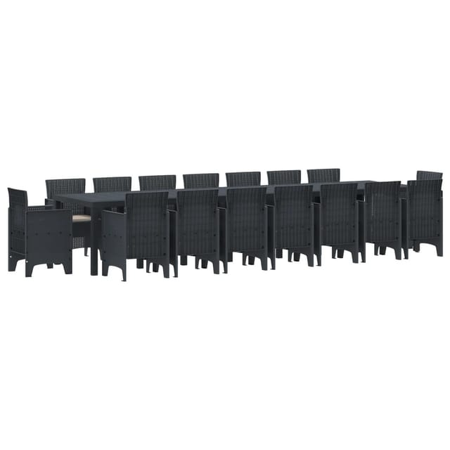 vidaXL 17-Teilige Garten-Essgruppe mit Kissen Anthrazit Poly-Rattan 3378653