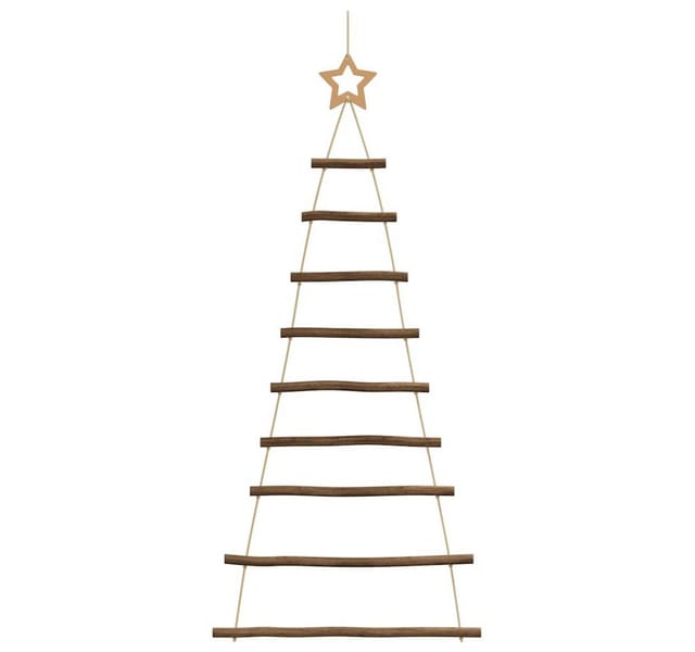 vidaXL Hängende Weihnachtsbäume mit Spitzensternen 2 Stk 55x120 cm Naturzweig 4101010