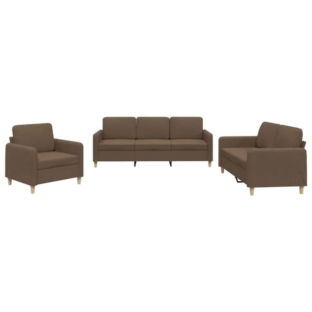 vidaXL 3-Tlg Sofagarnitur mit Kissen Braun Stoff 3202057
