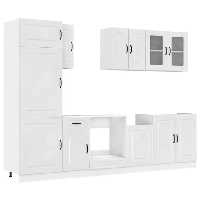 vidaXL 8-Tlg Küchenschrank-Set Kalmar Kalmar Hochglanz-Weiß Holzwerkstoff 3314793