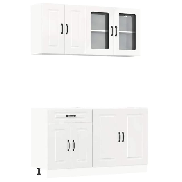 vidaXL 4-Tlg Küchenschrank-Set Kalmar Hochglanz-Weiß Holzwerkstoff 3314853