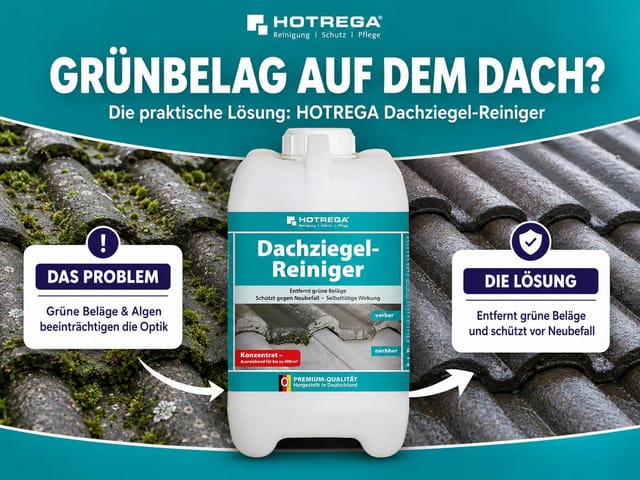 HOTREGA® Dachziegel Reiniger Grünbelagentferner Steinreiniger Dachreiniger 2L Reinigungskonzentrat