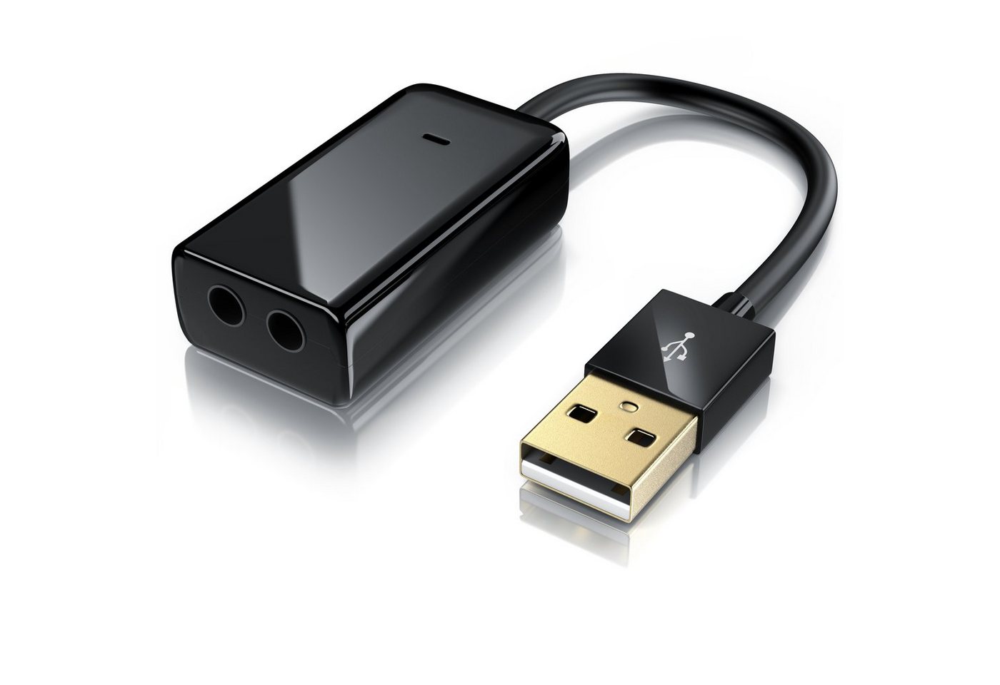 Aplic USB mini extern, Dynamic 3D Surround, 3,5mm Eingang, 3,5mm Ausgang Soundkarte Virtual 7.1 Surround, 3D Stereo, USB Audio Adapter, External Sound Card, für Win Linux Mac Bild 2