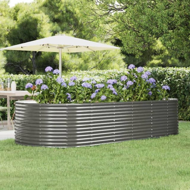 Hochbeet Grau 291x140x68 Cm Verzinkter Stahl