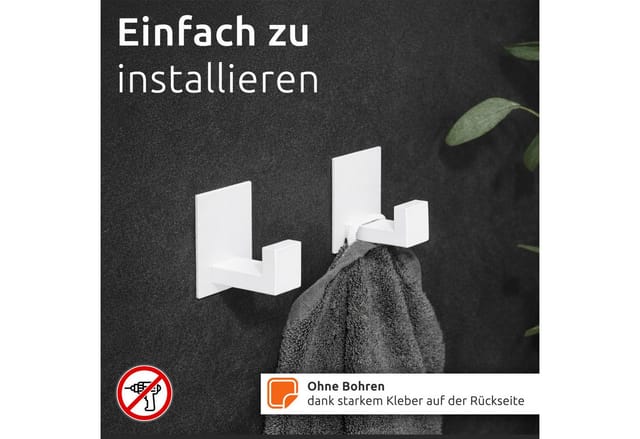 1x Toilettenpapierhalter + 2x Handtuchhaken Badezimmerset Selbstklebend Weiss