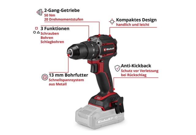 Einhell Professional Akku-schlagbohrschrauber Tp-cd 18/50-c Li-i Bl - Solo Power X-change (18 V, Brushless, 50 Nm, Anti-kickback, 13 Mm Bohrfutter, 2-gang, Ohne Akku)