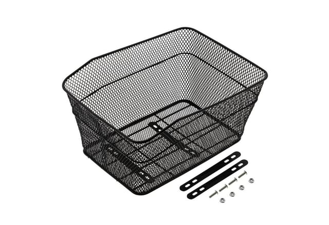 Metall Fahrradkorb Schwarz Für Gepäckträger - 40 X 30 Cm - Einkaufskorb Für Fahrräder Zur Festmontage - Einkaufskorb Transportkorb Metallkorb Korb Tasche Für Fahrrad Engmaschig