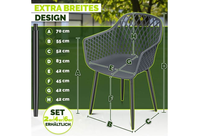Tillvex® Gartenstuhl 2er Set Wetterfest Mit Armlehne Anthrazit Outdoor Stühle Bis 120kg Belastbar Gartenstühle Uv-beständig Terrassenstuhl Gartenmöbel Terrasse Balkon Outdoor Garten