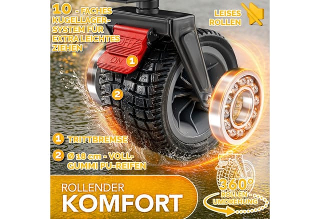 Tresko® Bollerwagen Faltbar 300l Mit Bremse Schwarz Handwagen Klappbar 150kg Inkl. Vollgummireifen Faltbarer Strandwagen Mit Extra Breite All-terrain-räder Gartenwagen Transportwagen Mit Tragetasch
