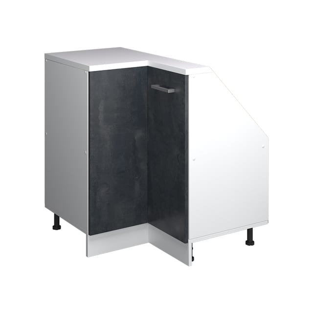 Eck-küchenschrank Für Dachschrägen R-line, Schwarz Beton, 75.6 Cm Mit 1 Tür, Vicco