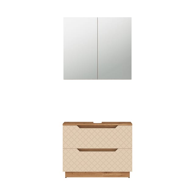 Badmöbel-set Lotta, Eiche/kaschmir Mit Kachelstruktur, 2 Teile, Vicco