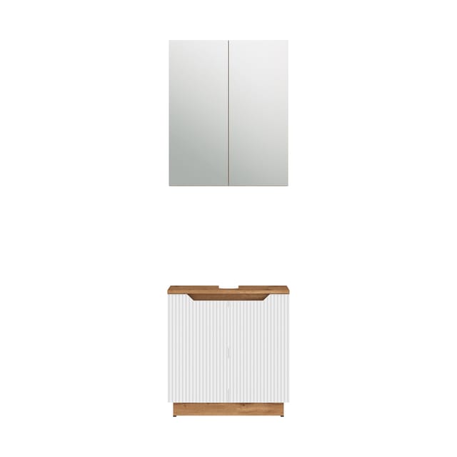 Badmöbel-set Lotta, Eiche/weiß Gestreift, 2 Teile, Vicco