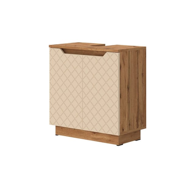 Waschbeckenunterschrank Lotta, Eiche/kaschmir Mit Kachelstruktur, 58.9 X 62.1 Cm Mit 2 Türen, Vicco