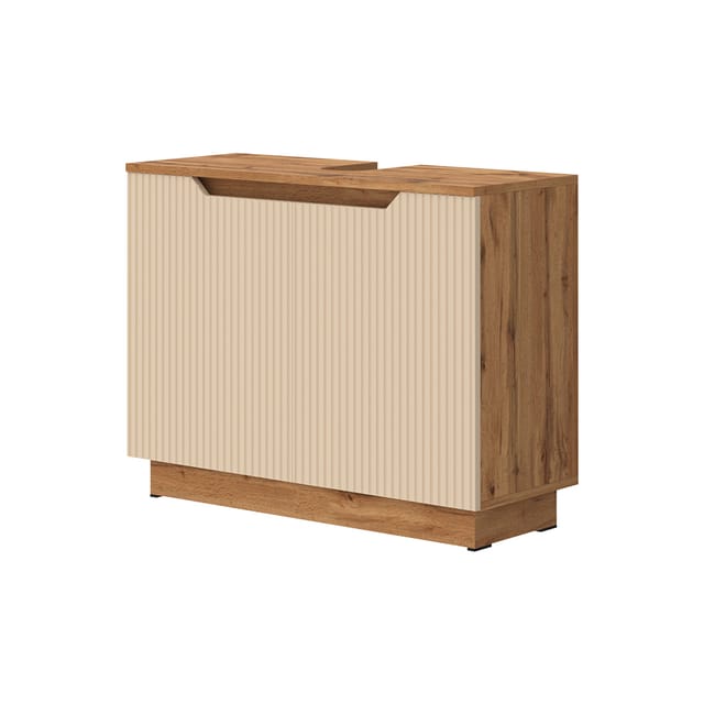 Waschbeckenunterschrank Lotta, Eiche/kaschmir Gestreift, 79.6 X 62.1 Cm Mit 2 Türen, Vicco