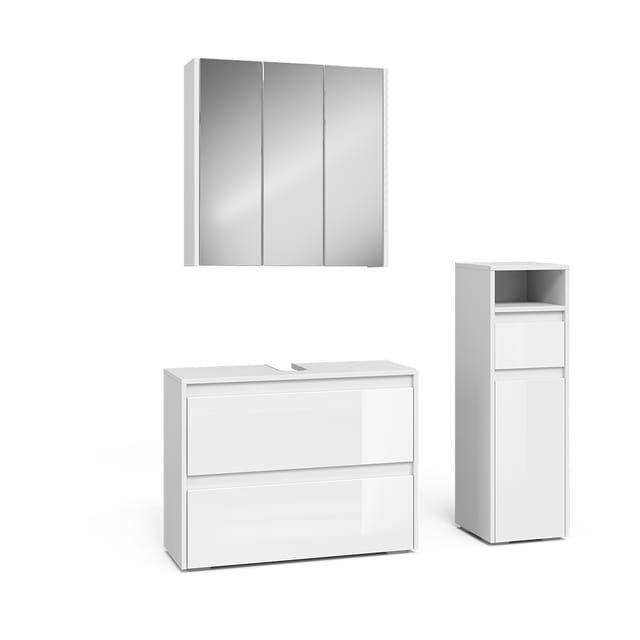 Badmöbel-set Majest, Weiß/weiß Hochglanz, 3 Teile, Vicco