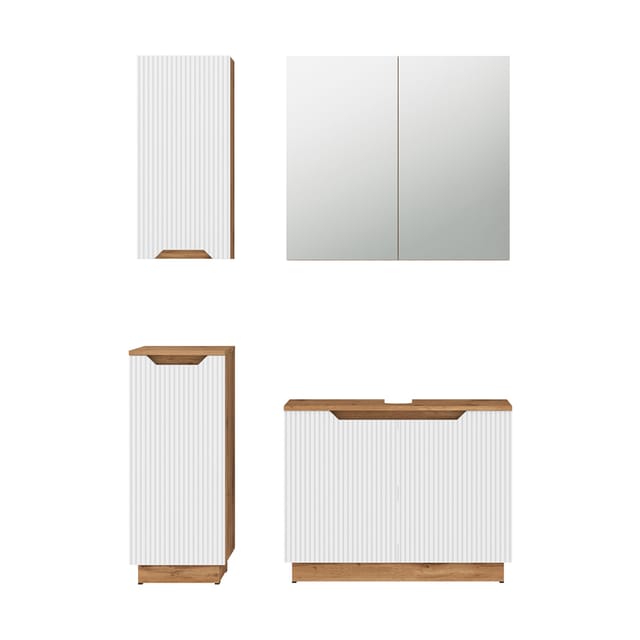 Badmöbel-set Lotta, Eiche/weiß Gestreift, 4 Teile, Vicco
