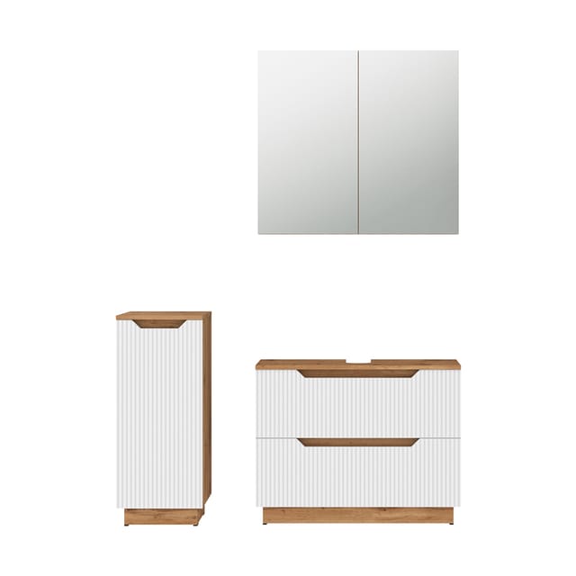 Badmöbel-set Lotta, Eiche/weiß Gestreift, 3 Teile, Vicco