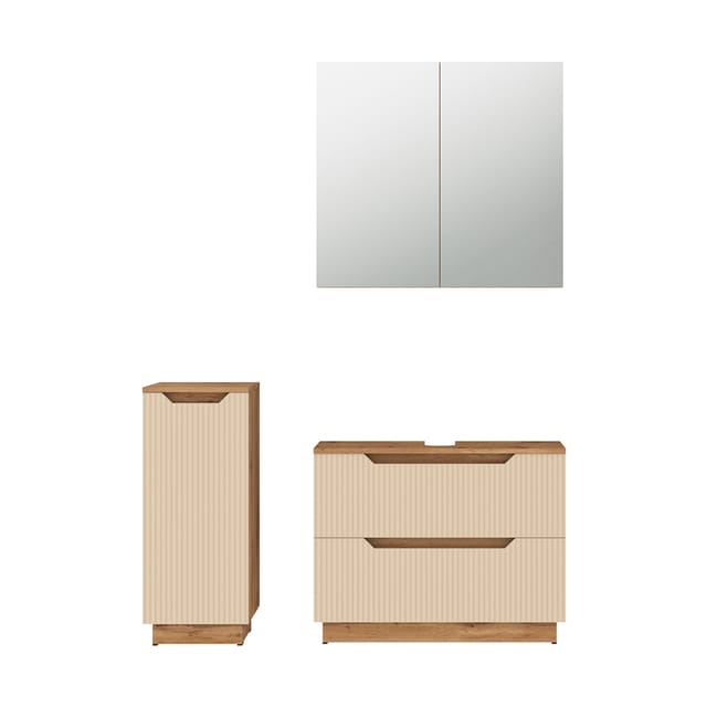 Badmöbel-set Lotta, Eiche/kaschmir Gestreift, 3 Teile, Vicco