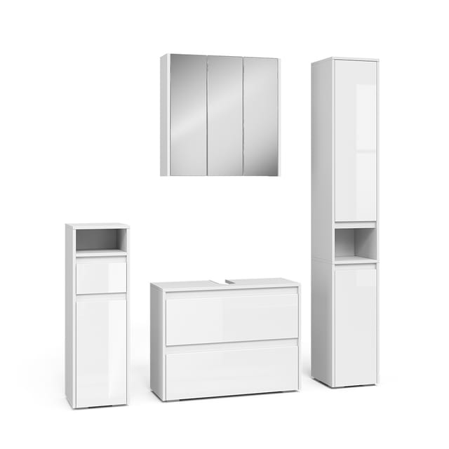 Badmöbel-set Majest, Weiß/weiß Hochglanz, 4 Teile, Vicco