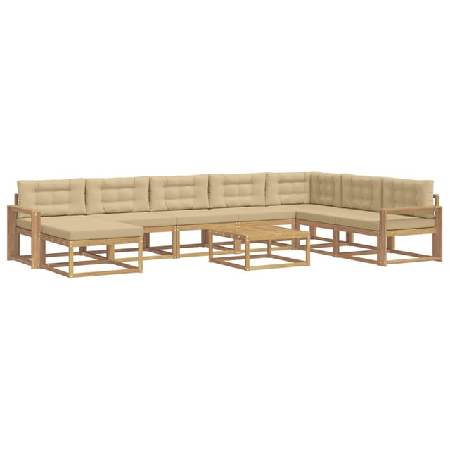 Outdoor-sofagarnitur 9 Pcs Weiß Und Beige Vidaxl