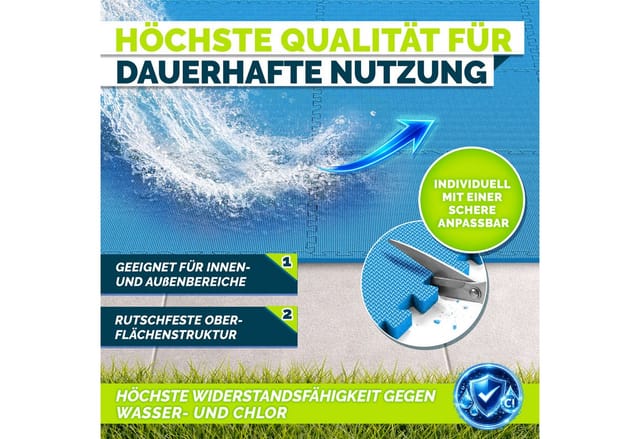 Tillvex® Pool Bodenschutzmatte 48 Stück 62,5x62,5cm Unterlegmatte 1 Cm Dicke Für Pool Planschbecken & Whirlpool Poolmatte Bodenmatte Outdoor Poolunterlage Bodenschutz Matten Wärmeisolierend