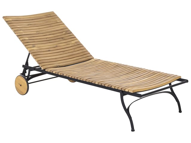 Sonnenliege Lascari Mit Relaxfunktion Akazienholz Hellbraun
