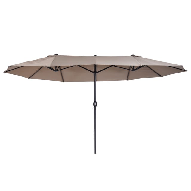 Doppelsonnenschirm 455x265 Cm Sonnenschirm Mit Handkurbel Windfester Kurbelschirm Sonnenschutz Für Garten Kaffee