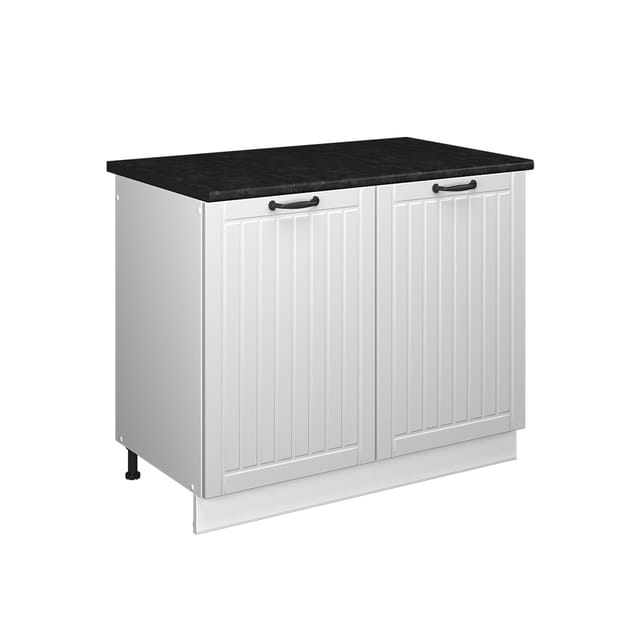 Spülenunterschrank Fame-line, Weiß Landhaus/weiß, 100 Cm, Ap Anthrazit, Vicco