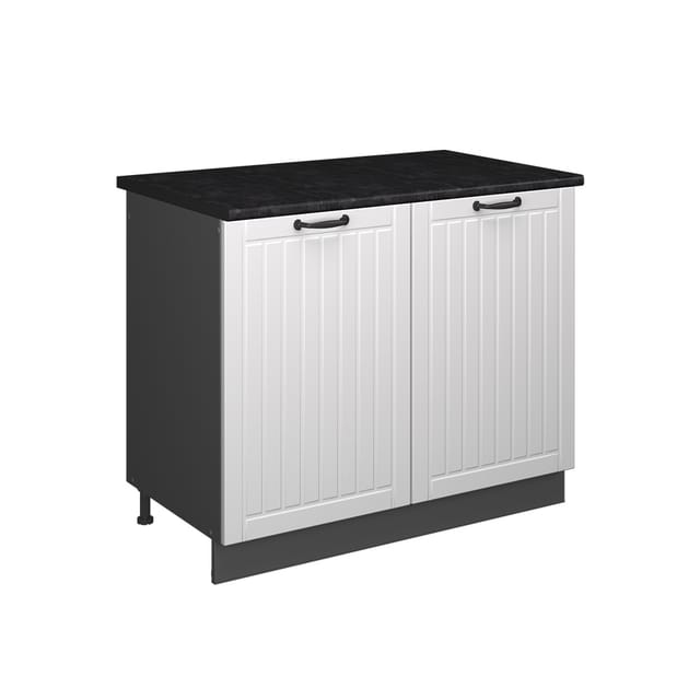 Spülenunterschrank Fame-line, Weiß Landhaus/anthrazit, 100 Cm, Ap Anthrazit, Vicco