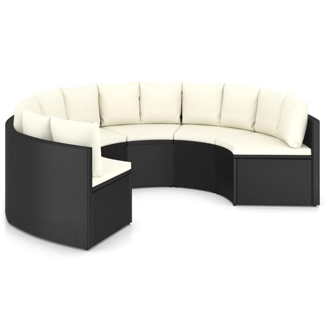 Gartenmöbelset 6 Teile Mit Kissen Geflochtene Rattan Schwarz