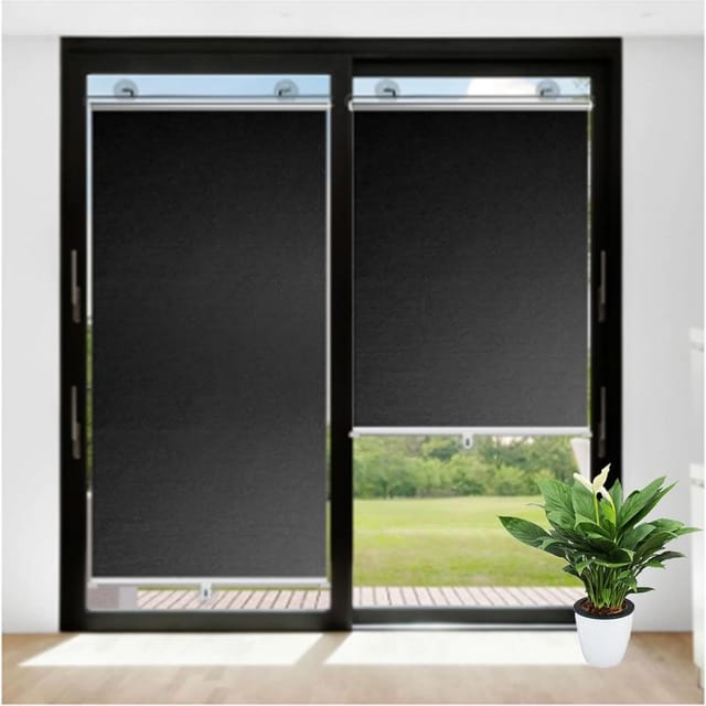 Verdunkelungsrollo Mit Saugnapf, Kein Bohren Erforderlich, Temporär, 30/45/58/65/70 Cm, Wärmedämmung Für Fenster Und Türen, Schwarz – 65 X 125 Cm / 26,49 Zoll, Schwarz, 65 X 65 Cm