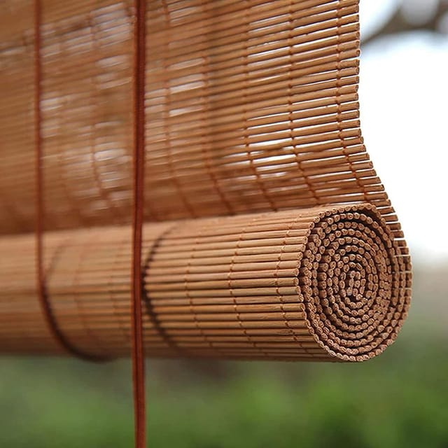 Bambus-rollo, Atmungsaktives Natur-rollo Für Den Außenbereich, 60 % Verdunkelung, Sonnenschutz Und Sichtschutz, Für Balkon/garten/fenster/tür, Individuell Anpassbar (80 Cm X 80 Cm)