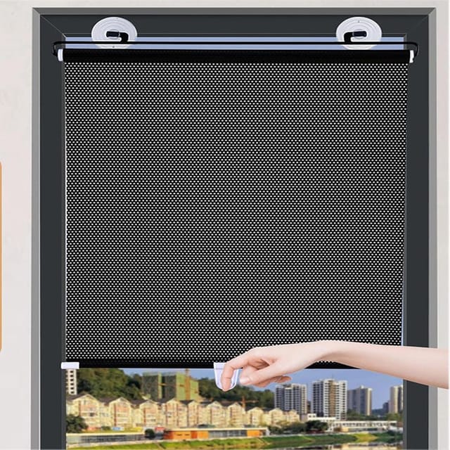 Verdunkelungsrollo Mit Saugnäpfen – Kein Bohren Erforderlich, Wärmeisolierend, Sonnenschutz – Abnehmbar, Für Schlafzimmer, Wohnzimmer, Büro, Badezimmer, Küche Und Auto, Schwarz, 40 X 60 Cm