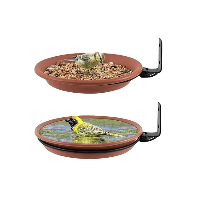 2er-set Vogeltränke, Vogelhäuschen Und Vogelbad Für Den Außenbereich, Vogeltränke Für Den Balkon, Futterautomat Für Wildvögel, Vogelbad (braun)
