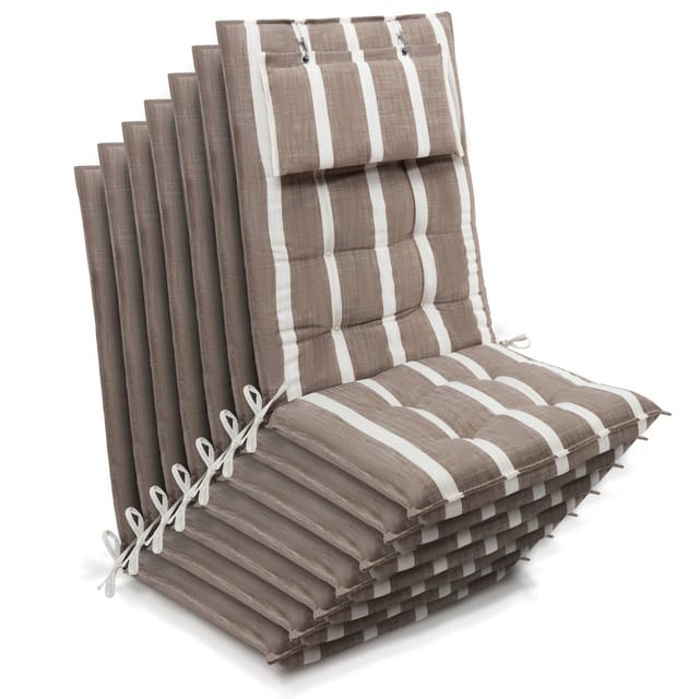 7er Set Sun-hl Hochlehner Auflage 120x50x8cm Beige-weiß-gestreift