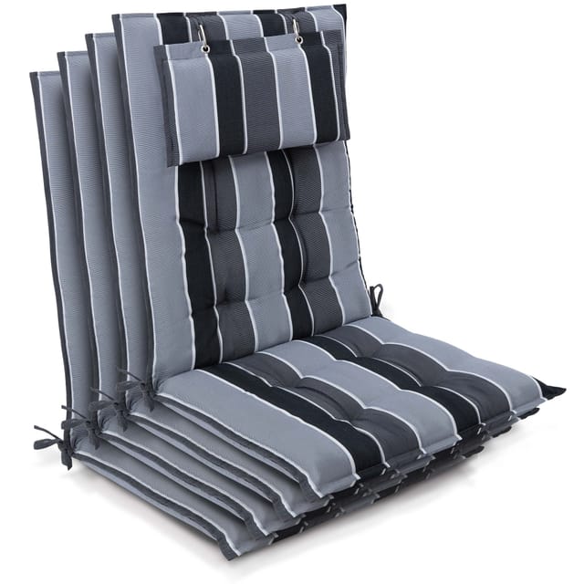 4er Set Sun-hl Hochlehner Auflage 120x50x8cm Anthrazit-gestreift