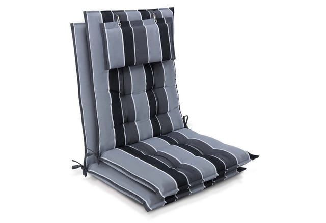 2er Set Sun-hl Hochlehner Auflage 120x50x8cm Anthrazit-gestreift