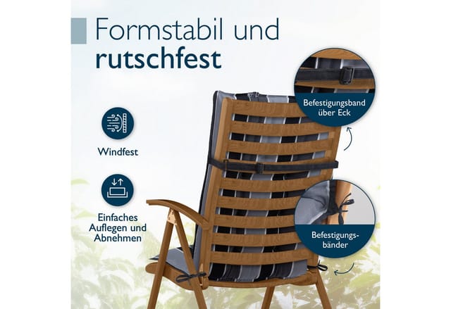 6er Set Sun-hl Hochlehner Auflage 120x50x8cm Anthrazit-gestreift