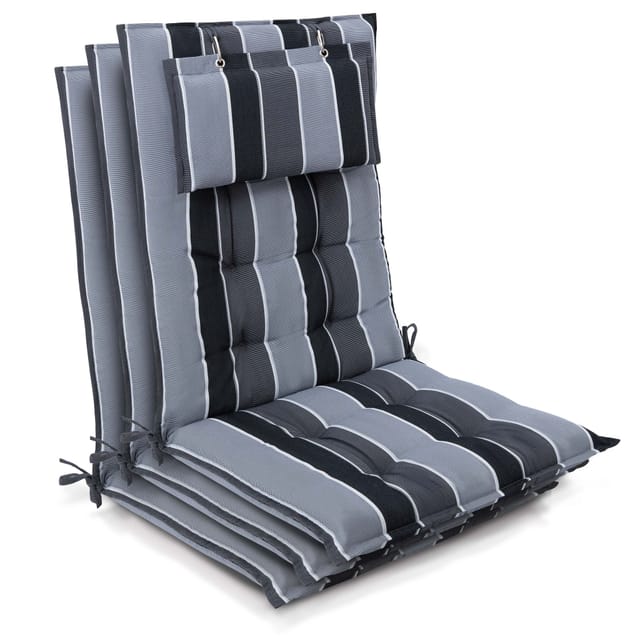 3er Set Sun-hl Hochlehner Auflage 120x50x8cm Anthrazit-gestreift