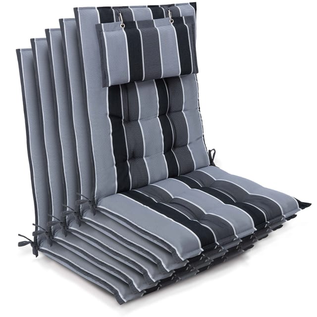 5er Set Sun-hl Hochlehner Auflage 120x50x8cm Anthrazit-gestreift