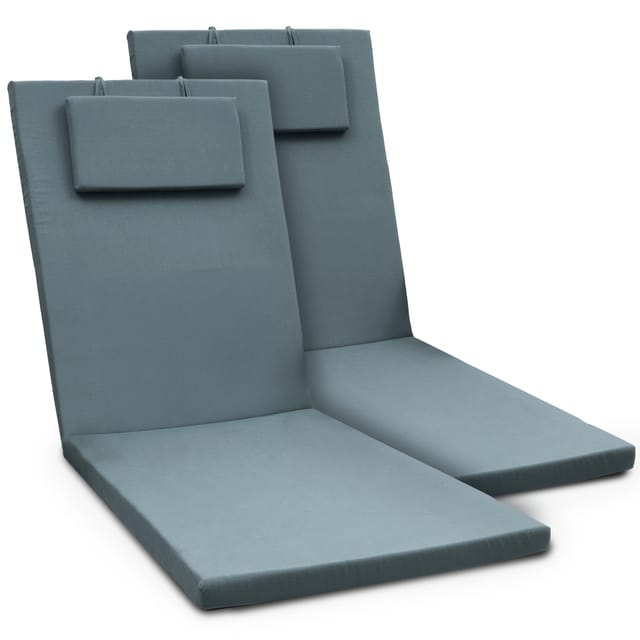 2er Set Gartenliege Auflage Sonnenliege Loft Rl, 200x60x5cm, Taubenblau