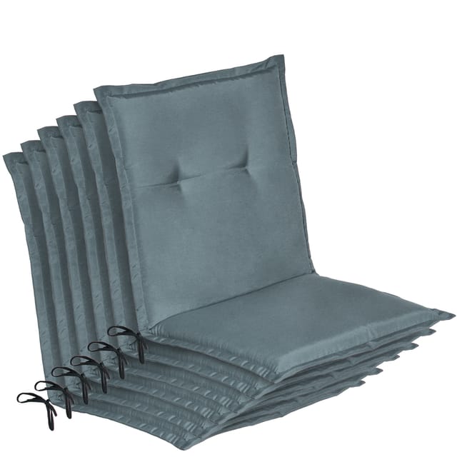 6er Set Niedriglehner Auflage Gartenstuhl Loft Nl, 100x50x6cm, Taubenblau