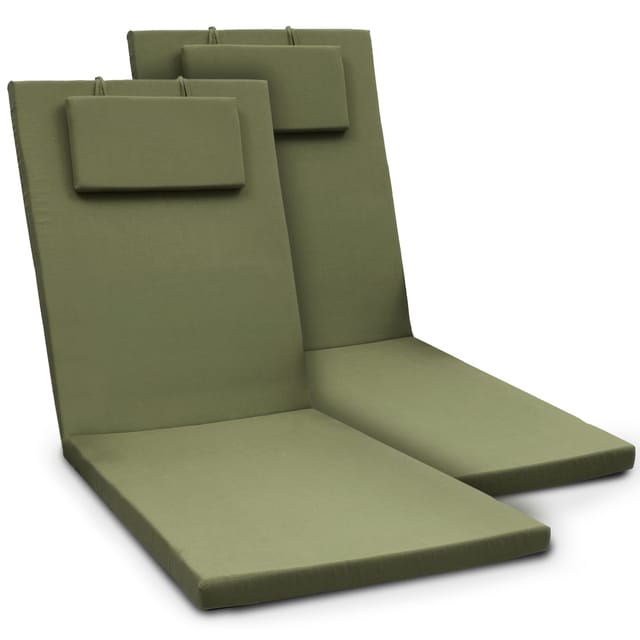 2er Set Gartenliege Auflage Sonnenliege Loft Rl, 200x60x5cm, Olivegrün