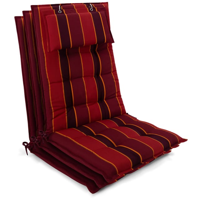2er Set Sun-hl Hochlehner Auflage 120x50x8cm Rot-anthrazit-gestreift