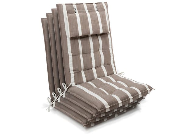 4er Set Sun-hl Hochlehner Auflage 120x50x8cm Beige-weiß-gestreift