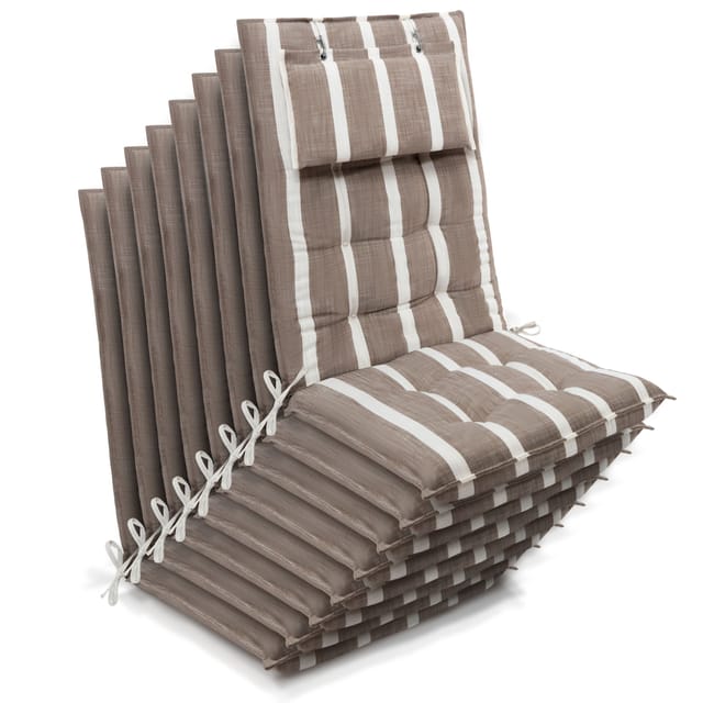 8er Set Sun-hl Hochlehner Auflage 120x50x8cm Beige-weiß-gestreift