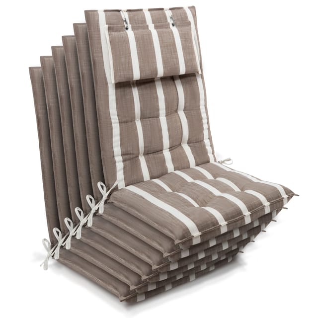 6er Set Sun-hl Hochlehner Auflage 120x50x8cm Beige-weiß-gestreift